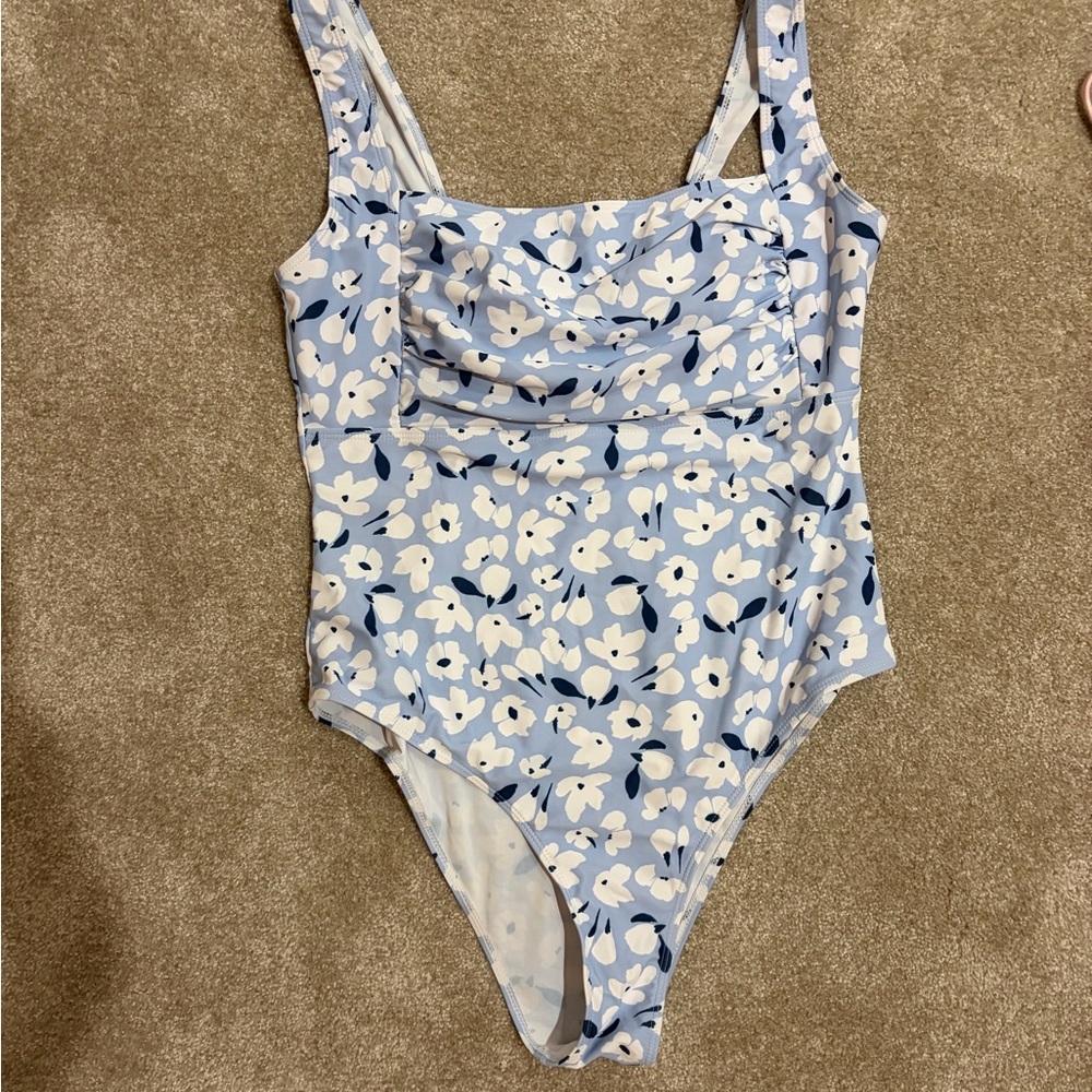 SHEIN Blue Floral One Piece Swimsuit